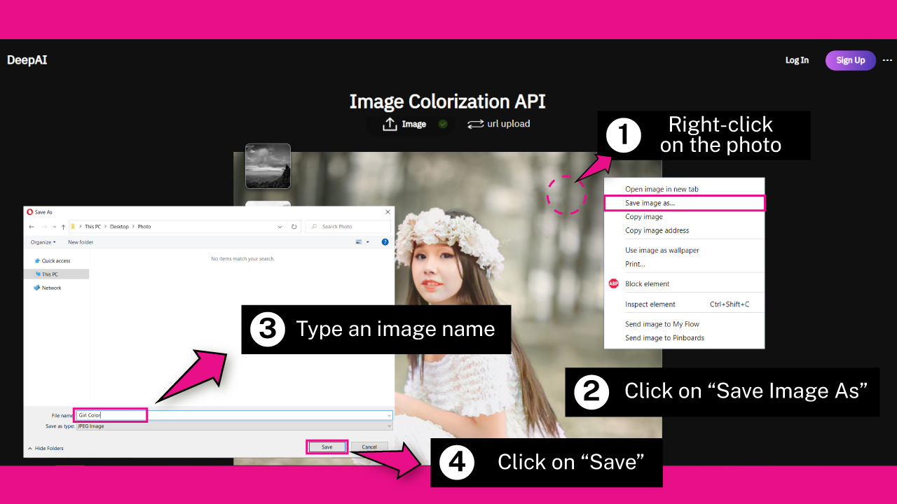 How to Colorize a Black & White Photo Using Deep AI App Step 3