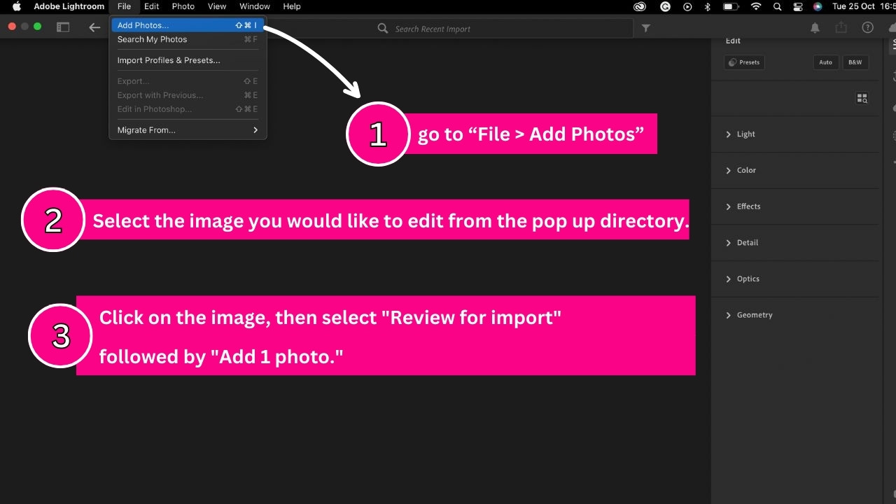 How to remove shadows in Lightroom. Step 1