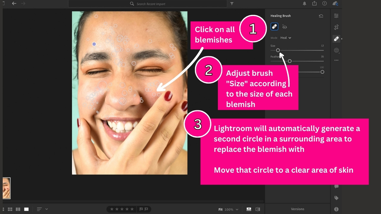 How to smooth skin in Lightroom Step 3