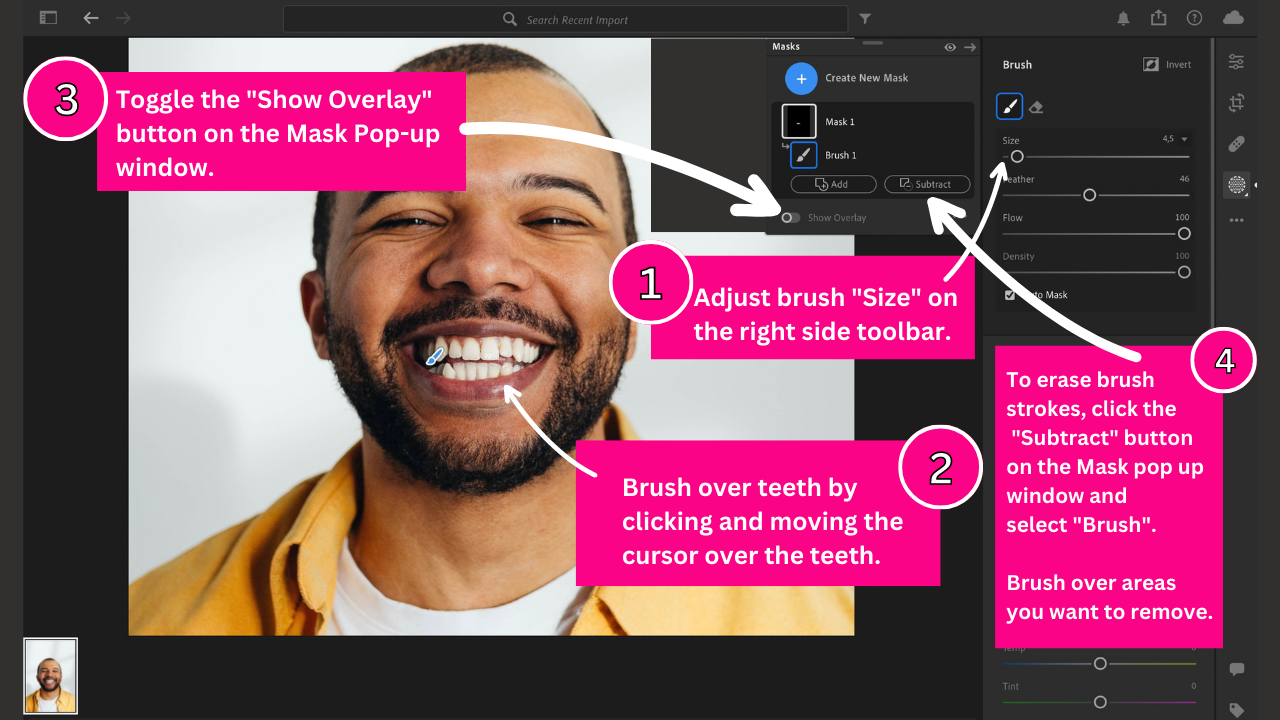 How to whiten teeth in Lightroom Step 4