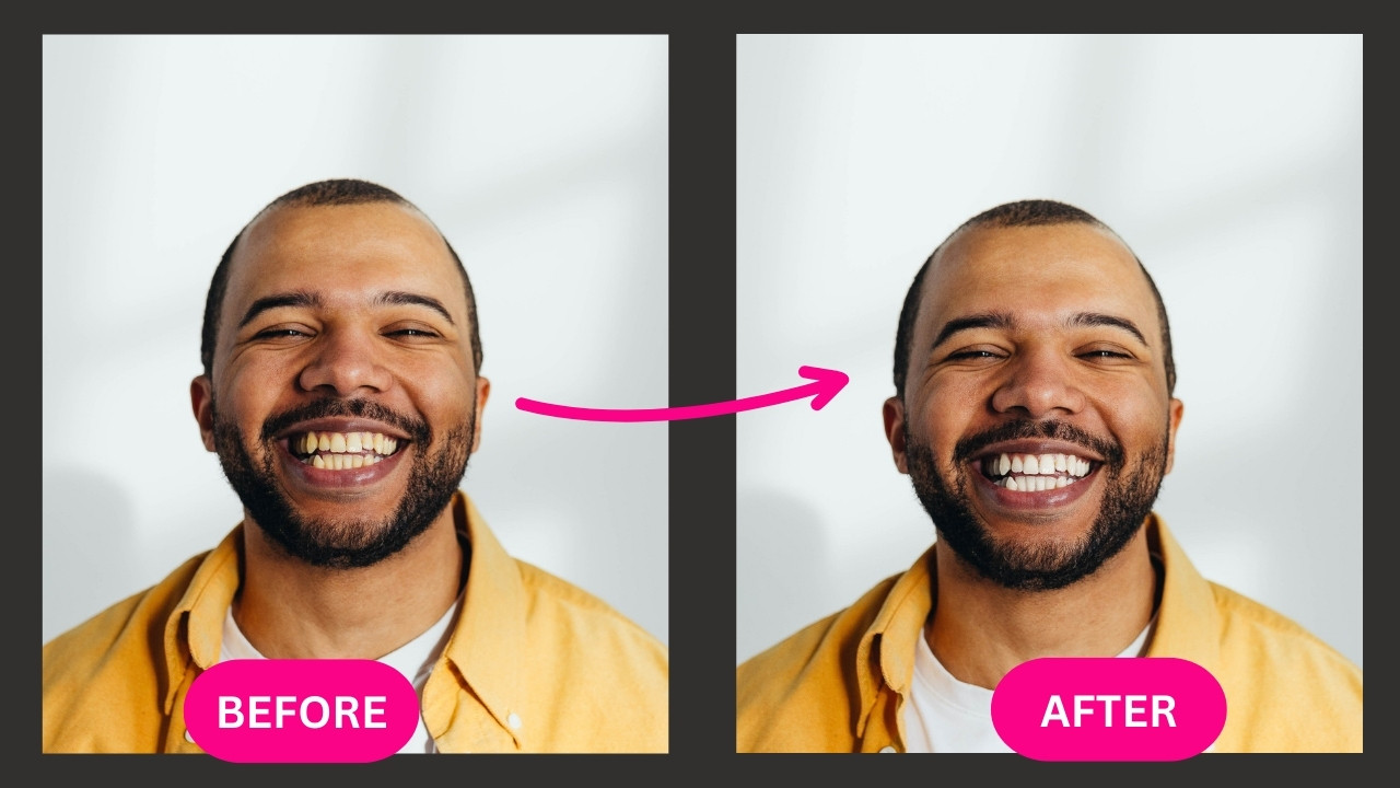 How to whiten teeth in Lightroom before and after