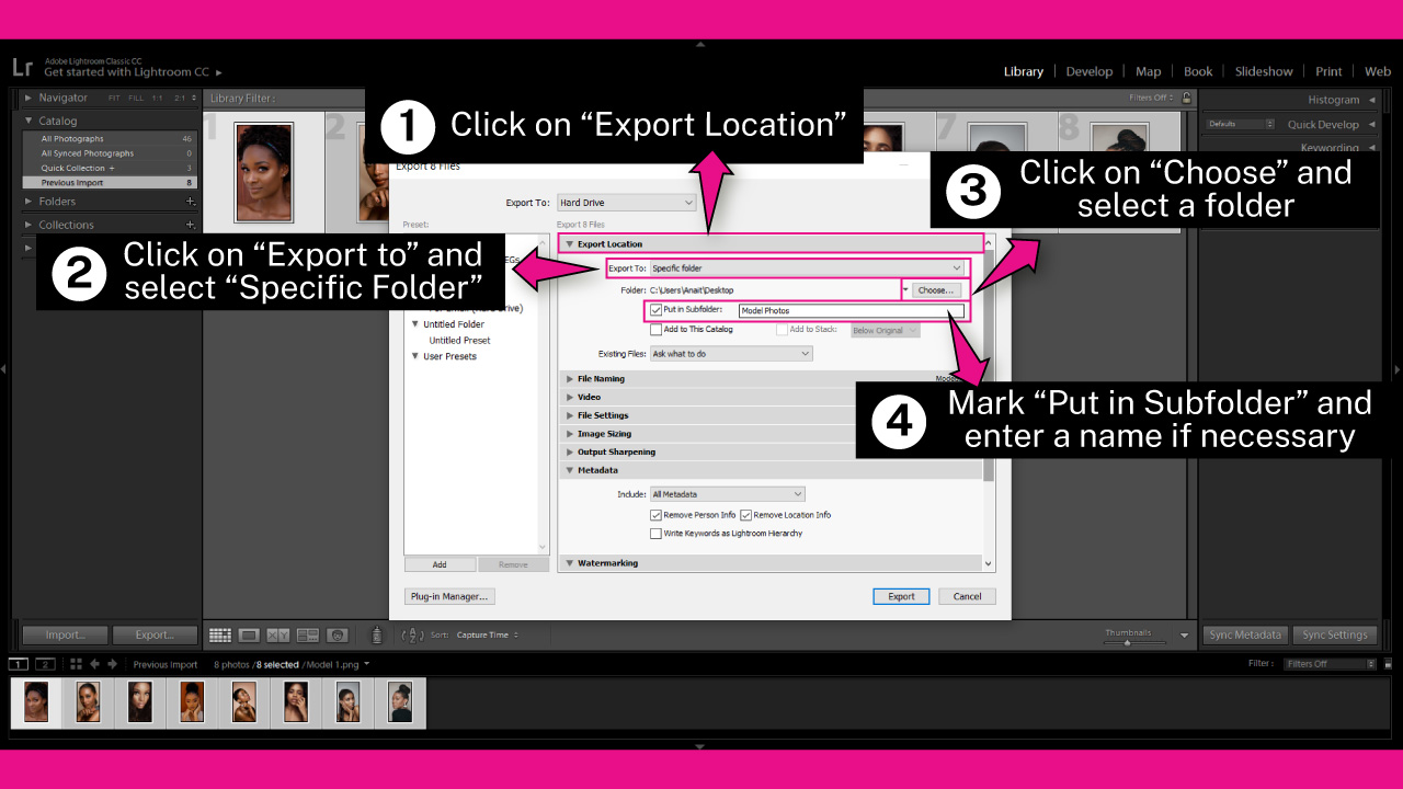 How to Export from Lightroom Step 4