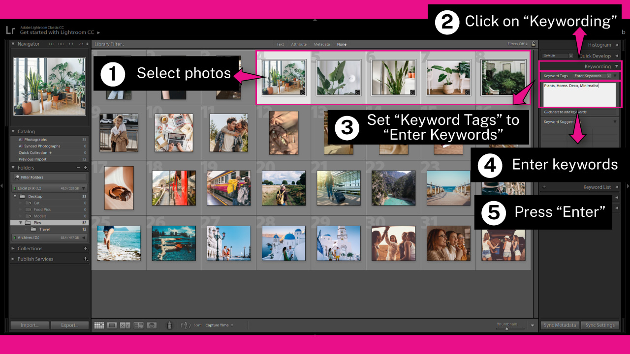 3. Organize Photos by Keywords in Lightroom