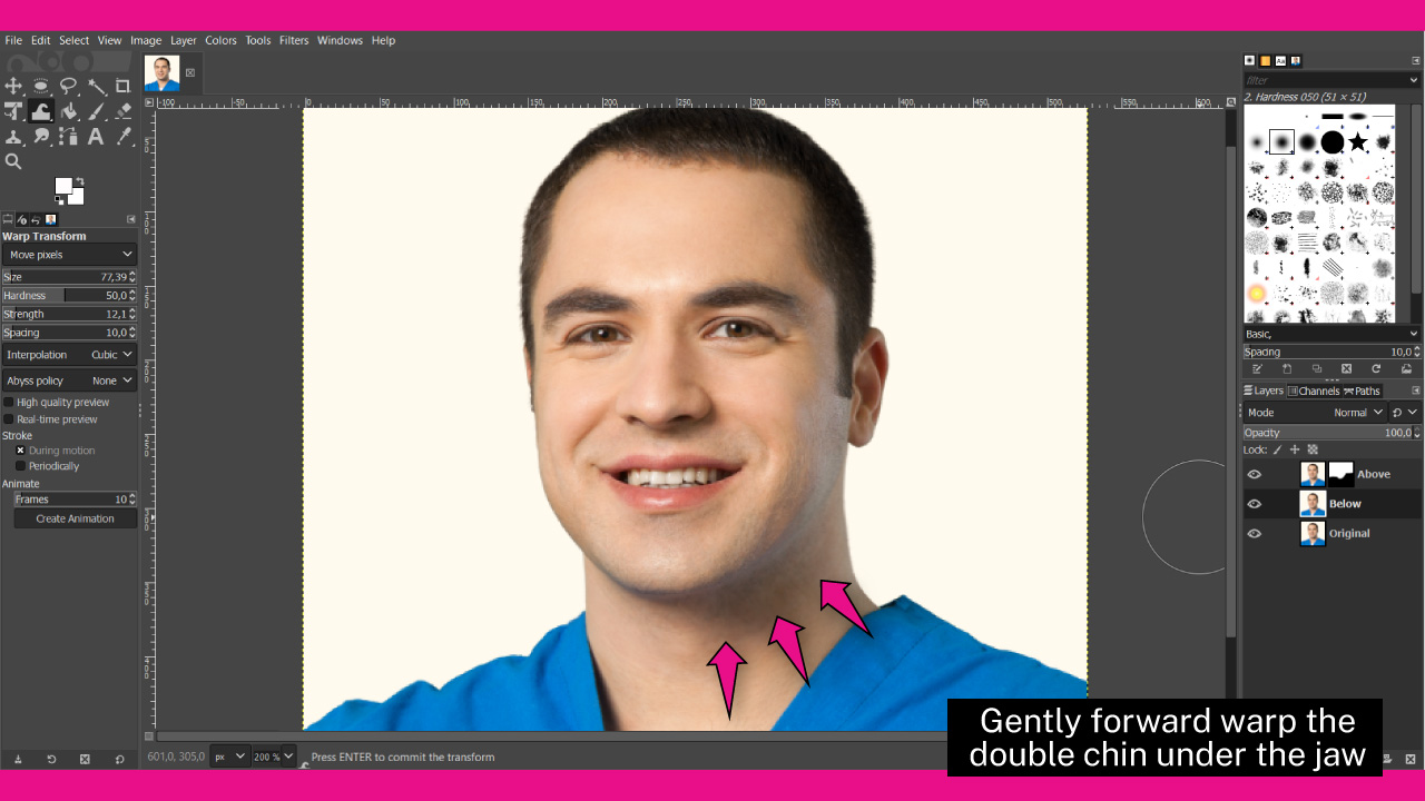 How to Get Rid of a Double Chin in Photos Using GIMP Step 5