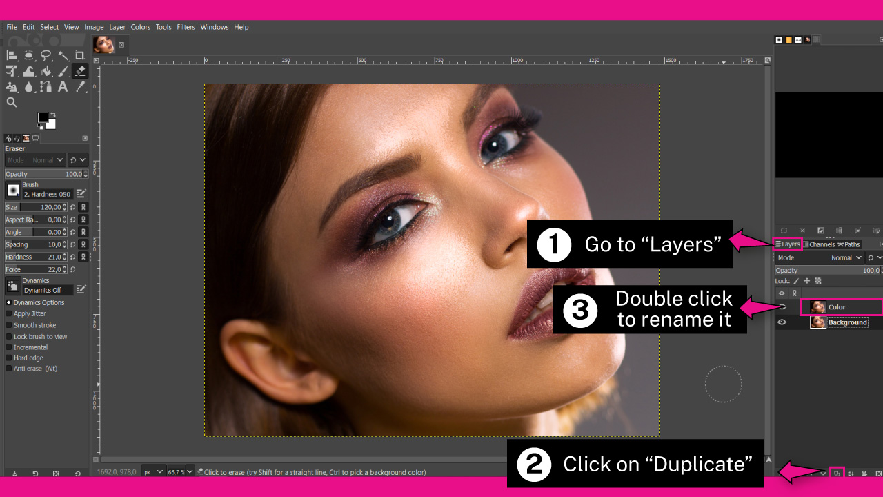 How to Get Rid of Shine on Face Using GIMP Step 1