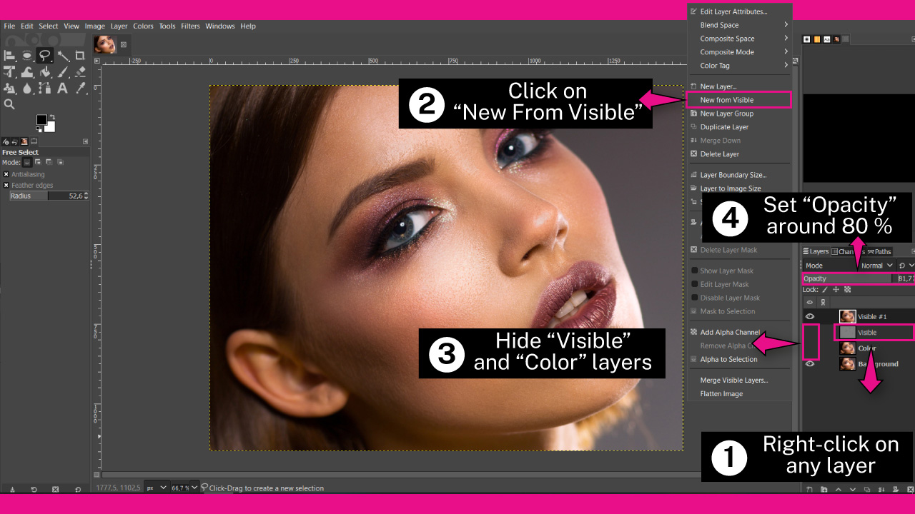 How to Get Rid of Shine on Face Using GIMP Step 11