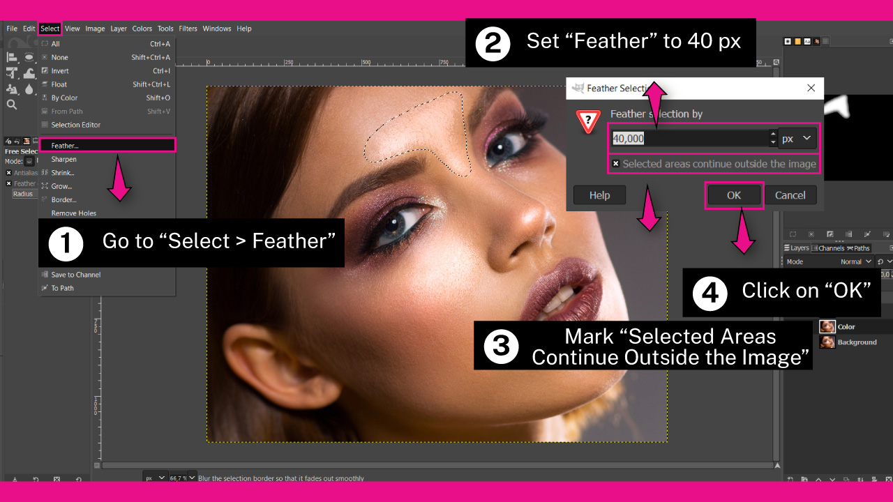 How to Get Rid of Shine on Face Using GIMP Step 7